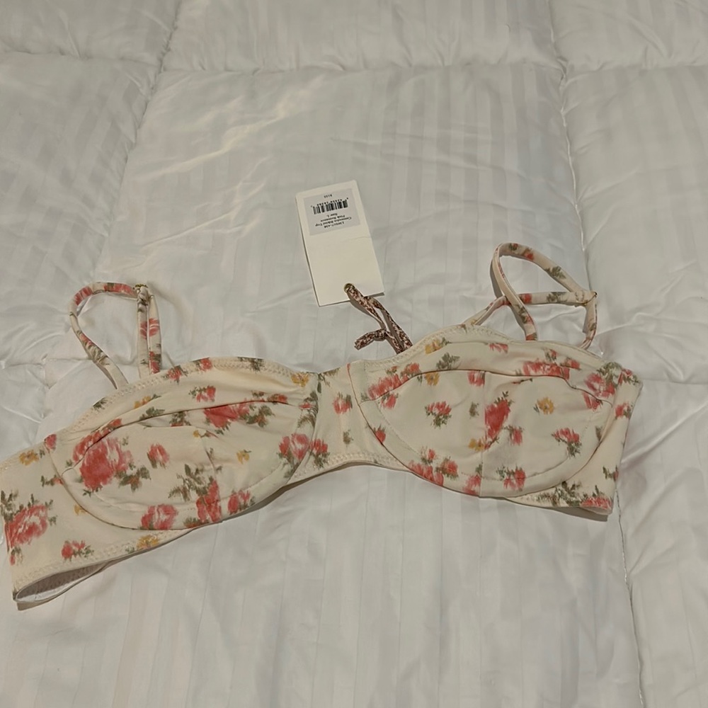 Love Shack Fancy Cassandra Bikini Top in Pink Romance